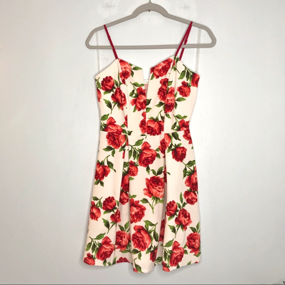 3/$25 Soprano Valentine Red Rose Fit & Flare Midi Dress Juniors Medium